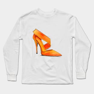 Orange High Heels Long Sleeve T-Shirt